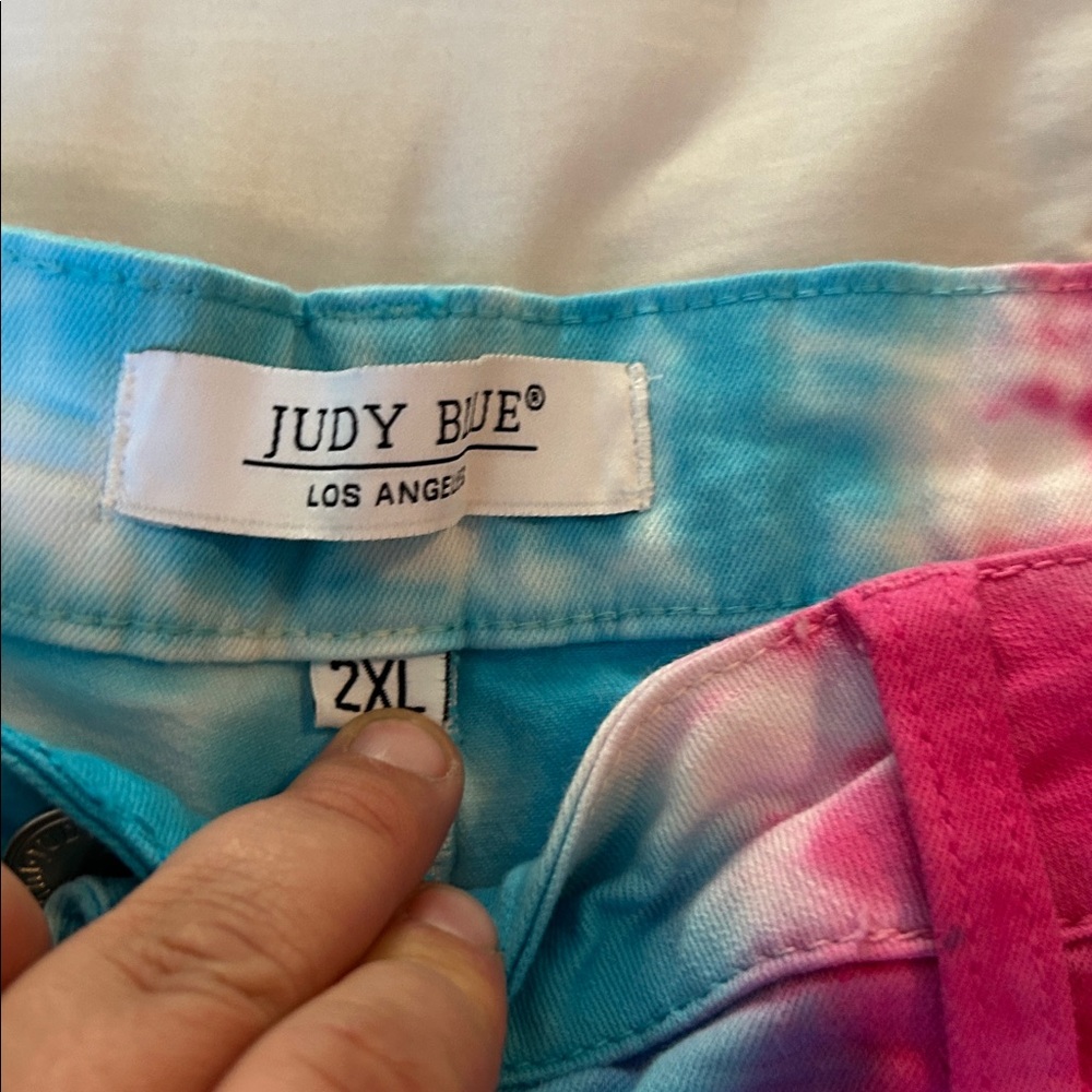 Judy Blue Tie-Dye Jean Shorts - Pink, Yellow, Blue, Purple‎ - Picture 2 of 3